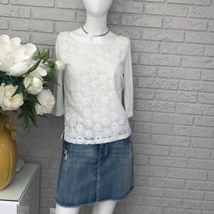 J Crew Bracelet Sleeve Cotton & Silk Top Size S